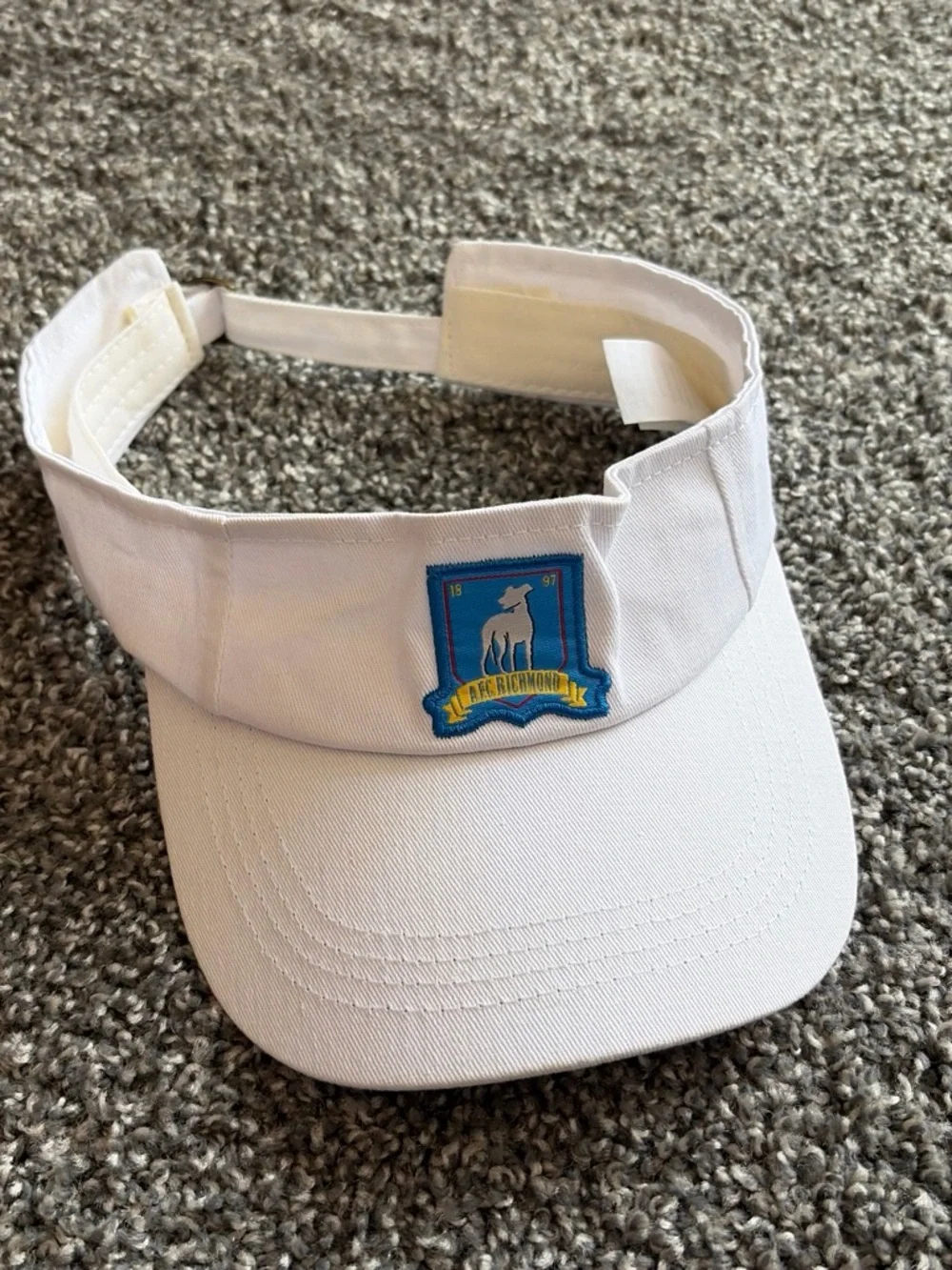White Ted Lasso Visor with AFC Richmond Patch